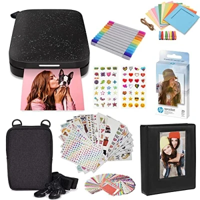 Abbildung von HP Sprocket Portable tragbarer Instant Fotodrucker, 5,1 x 7,6 cm, Schwarz