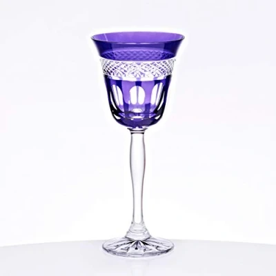 Abbildung von CRISTALICA Weißweinglas 170ml Weinkelch Retro Kelchglas Kristallglas geschliffen violett