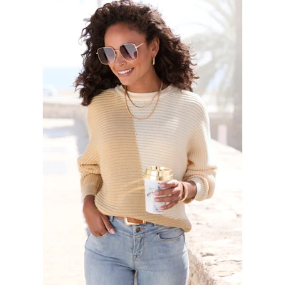 Abbildung von Vivance Strickpullover, in Colorblock Optik, Rundhals