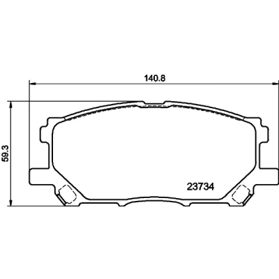 Abbildung von HELLA 8DB 355 010 071 Bremsbelagsatz nicht für Verschleißwarnanzeiger vorbereitet mit Zubehör LEXUS: RX II