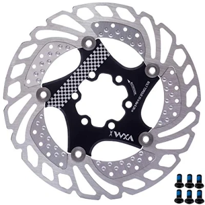 Abbildung von YBEKI 140mm 160mm 180mm 203mm Fahrrad Bremsscheibe mit 6 Schrauben Fahrradkühlung Schwimmbremse für Rennrad, Mountainbike, MTB, BMX