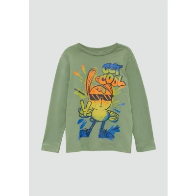 Abbildung von s.Oliver Langarmshirt mit schimmerndem Print Rippblende