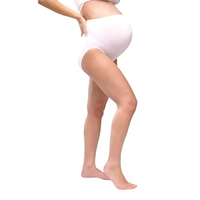 Abbildung von Carriwell Schwangerschaftsslip, unterstützende Panty für Schwangere, Nahtloser Umstandsslip aus atmungsaktiver Mikrofaser, weiß, Größe: M