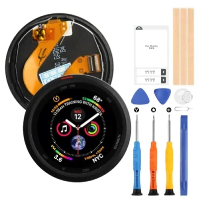 Abbildung von LCD Display für Garmin Forerunner 245 GPS Running Watch Touchscreen Digitizer Assembly mit Reparatur Set (Schwarz)