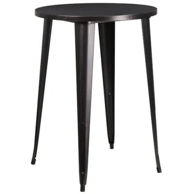 Abbildung von Flash Furniture Philip Stehtisch, handelsüblicher Qualität, 76,2 cm, rund, Schwarz Antik Gold, Metall, für drinnen und draußen
