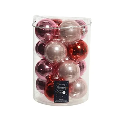 Abbildung von Kaemingk Weihnachtskugeln Glas 8cm x 16 Stück Christbaumkugeln Set Mix Hellrosa pink Rose zartrosa