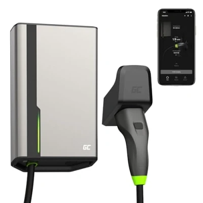 Abbildung von Green Cell GC HabuDen Wallbox 22kW 32A 5m Typ 2 Ladekabel Intelligente EV Ladestation mit App Bluetooth WiFi Kompatibel Allen Elektroautos e Auto Zuhause Laden / 11kW 7.2kW 3.6kW