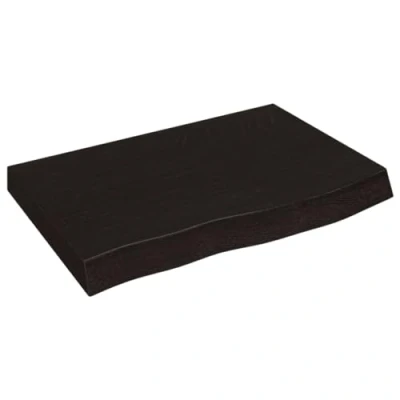 Abbildung von vidaXL Waschtischplatte, Multifunktional Arbeitsplatte mit Naturkante, Waschtischkonsole Tischplatte für Badezimmer, Holzplatte Platte, Dunkelbraun 60x50x(2 4) cm Massivholz Behandelt