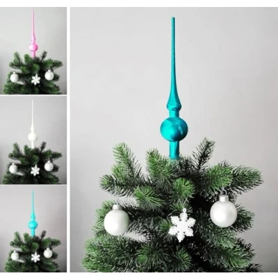 Abbildung von JACK Christbaumspitze Spitze Glas 28cm Eislack Glanz Matt Baumspitze Mundgeblasen Box, Farbe:Petrol