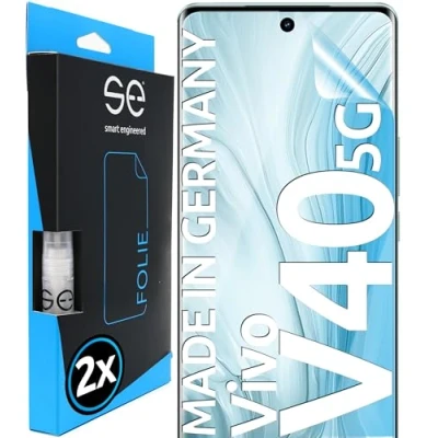 Abbildung von 2x se® 3D SCHUTZFOLIE Transparent für Vivo V40 5G, Selbstheilend, 100% Fingerabdruck &amp; FaceID kompatibel, einfache blasenfreie Installation, Ultra Klar, Stoß Kratzfest TPU Material, aus Deutschland