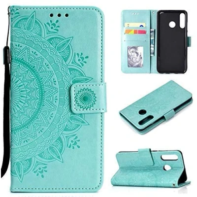 Abbildung von CoverKingz Handy Hülle kompatibel mit Huawei P30 Lite Handyhülle Kartenfach Bookcover Case Tasche klappbar Motiv Mandala Grün