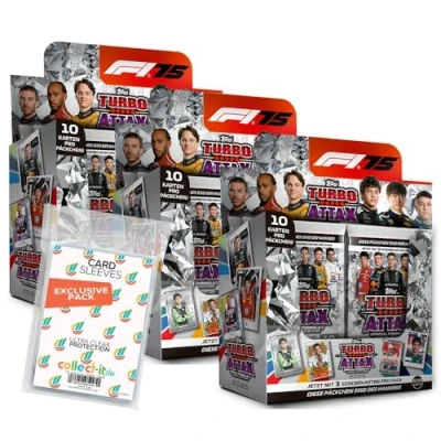 Abbildung von Bundle mit Topps Turbo Attax Formel 1 2025 Trading Cards + Exklusive Collect it Hüllen (3 Display (72 Booster))