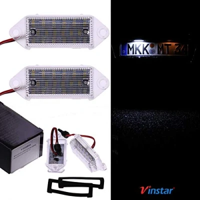 Abbildung von VINSTAR LED Kennzeichenbeleuchtung E geprüft CAN Bus 18 LEDs je Modul 6000 Kelvin kompatibel mit Mitsubishi Lancer 2003 2017