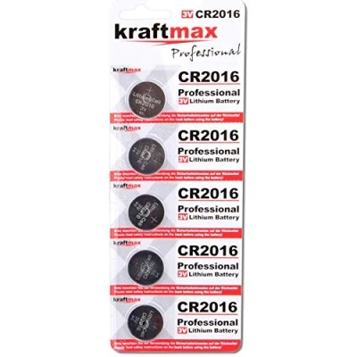 Abbildung von kraftmax 5er Pack CR2016 Lithium Hochleistungs Batterie / 3V Knopfzelle für professionelle Anwendungen Neuste Generation
