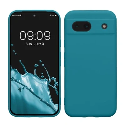 Abbildung von kwmobile Handyhülle kompatibel mit Google Pixel 8a Hülle Handy Case aus weichem Silikon in Petrol matt