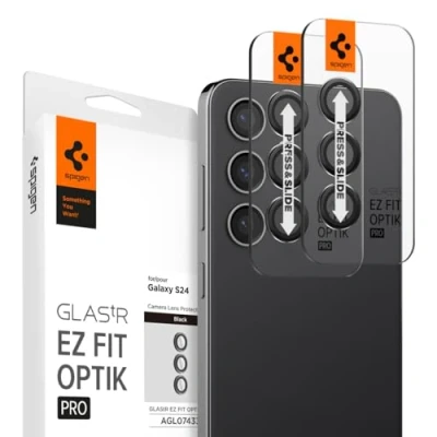 Abbildung von 2er Pack Samsung Galaxy S24 Panzerglas Spigen Screenprotector tR Optik (2Pack) GLAStR Kameraprotektor aus Glas für das