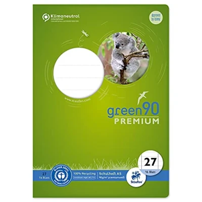 Abbildung von STAUFEN Schulheft Green Lin27 A5 16 Blatt 90g/qm 9mm liniert mit Randl