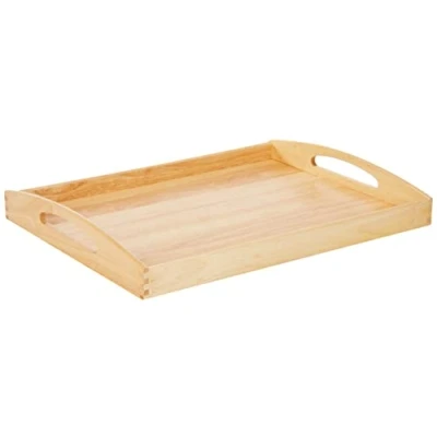 Abbildung von Zassenhaus Serviertablett Holz rechteckig mit Tragegriffen 53x41x7cm Teetablett aus nachhaltig angebautem Gummibaumholz