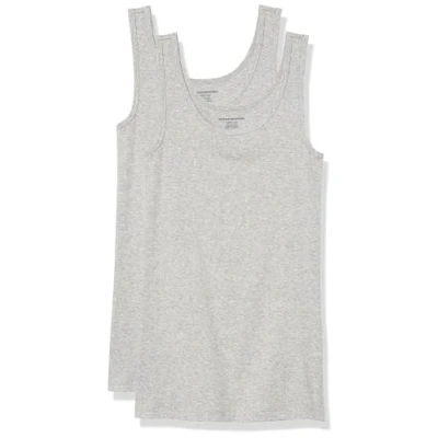 Abbildung von Amazon Essentials Damen Tanktop schlanke Passform, 2er Pack, Hellgrau Meliert, XL