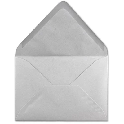 Abbildung von 50 DIN C6 Briefumschläge Hellgrau 11,4 x 16,2 cm 120 g/m² Nassklebung Brief Hüllen ohne Fenster für Einladungen von Ihrem Glüxx Agent
