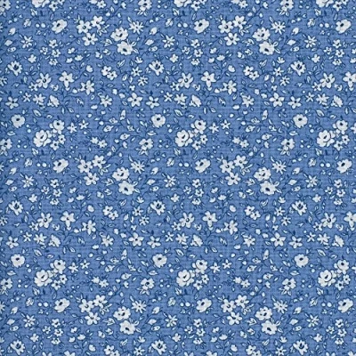 Abbildung von Baumwollstoff la fleur de liberté Stoff Weiß und mittelblau (Grundfarbe) 100% Baumwolle Stoffbreite: 160 cm (pro Laufmeter)*