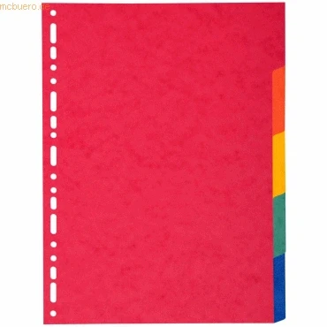 Abbildung von Exacompta 1405E Premium Register für DIN A4 aus starkem Colorspankarton 5 teilig volle Höhe 22 x 29,7 cm vollfarbig Farben mit Indexseite zum selbstgestalten Trennblätter Trennstreifen