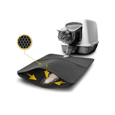 Abbildung von lionto Katzentoilette doppellagige Katzenstreu Matte, doppellagig, schwarz, 61 cm x 38