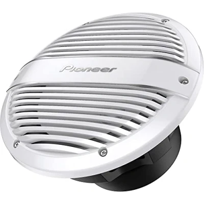 Abbildung von Pioneer TS ME100WC Marinetauglicher Subwoofer (900 W), 25 cm / 10 Zoll, Schutzart IPX7, IMPP Konus für optimalen Bass, Einbautiefe 126 mm, Gitter in Perlmutt Weiss