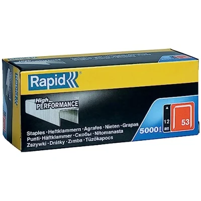 Abbildung von Rapid Tackerklammern Typ 53, 12mm Klammern, 5.000 Stk. Grosspackung, Feindrahtklammern für Holz und Stoffe