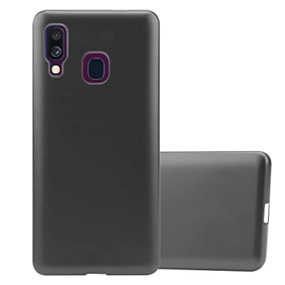 Abbildung von Cadorabo Hülle kompatibel mit Samsung Galaxy A40 Schutzhülle TPU Silikon Case Metallic Design Slim Kratzfest Weiche Gummi Rundumschutz für in Grau