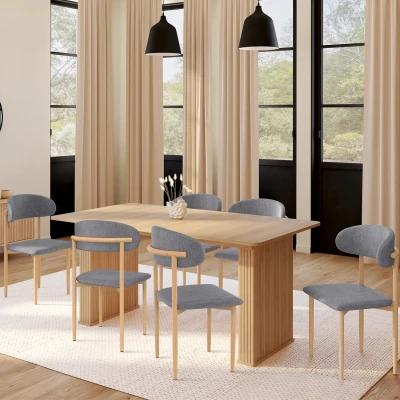 Abbildung von 6 skandinavische Stühle aus hellgrauem Stoff mit meliertem Effekt IDMarket