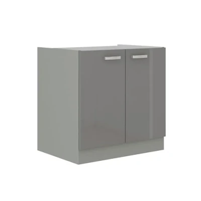 Abbildung von Küchen Preisbombe Spülenunterschrank 80 cm Küche Bianca Grey Grau Hochglanz Küchenzeile Küchenblock