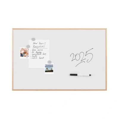 Abbildung von Bi Office Whiteboard New Basic, Magnetisch, Trocken Abwischbare Weißwandtafel mit Natur Kiefernholz Rahmen, 885x585 mm