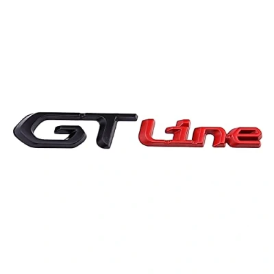 Abbildung von GT Line Emblem 3D Metall Abzeichen Auto Aufkleber Kotflügel Seite Heck Kofferraum Dekoration (Schwarz Rot)