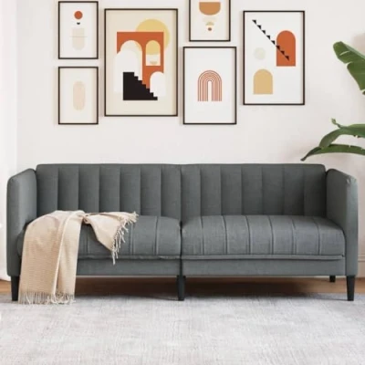 Abbildung von vidaXL 2 Sitzer aus Stoff in Dunkelgrau, LxBxH: 76x130x82,5 cm