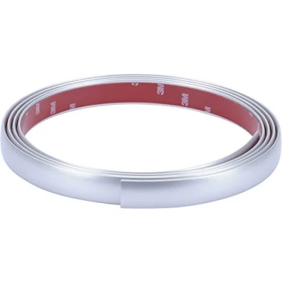 Abbildung von Sunstop selbstklebende Chrom Zierleiste mit 3M Klebeband Zuschneidbar Witterungsbeständig Hochflexibel (21mm x 245cm / 2,45m MATT)