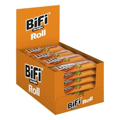 Abbildung von BiFi Roll 24er Pack (24 x 45g) Salami Snack in einem lockeren Teig Original Wurstsnack To Go für Unterwegs, im Büro oder beim Sport mit Pfeffer, Koriander und Knoblauch