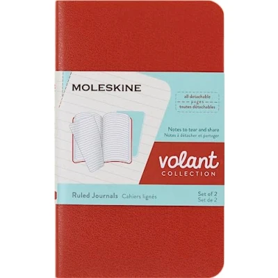 Abbildung von Moleskine Volant Notizhefte (liniert, Soft Cover, X Small) 2er Set Korallrot, Aquamarinblau