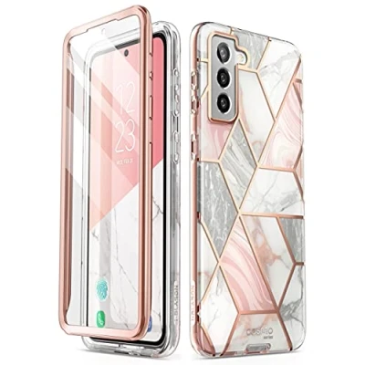 Abbildung von i Blason Glitzer Hülle für Samsung Galaxy S21 FE 5G (6.4&quot;) Handyhülle Bumper Case 360 Grad Schutzhülle Glänzend Cover [Cosmo] mit Integriertem Displayschutz (Marmor)