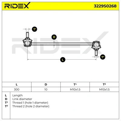 Abbildung von SIDEM 21360 Koppelstange unten, Vorderachse 299 MM10x1,5R MINI: Schrägheck, Cabrio, Clubman