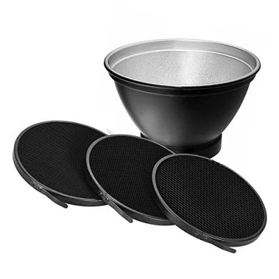 Abbildung von Andoer 210mm Elinchrom Mount Reflektor Diffusor Shade Lampe Schirm mit 10 30 50 Wabengitter für Studio Strobe Blitzlicht Speedlite Portrait und kommerzielle Fotografie Zubehr