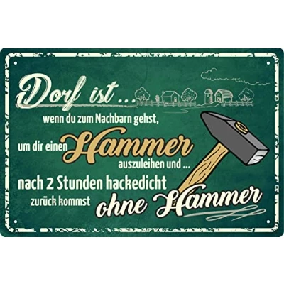 Abbildung von Geschenkeparadies 24 Deko Blechschild 20x30cm Dorf ist ...wenn du zum Nachbarn gehst,..