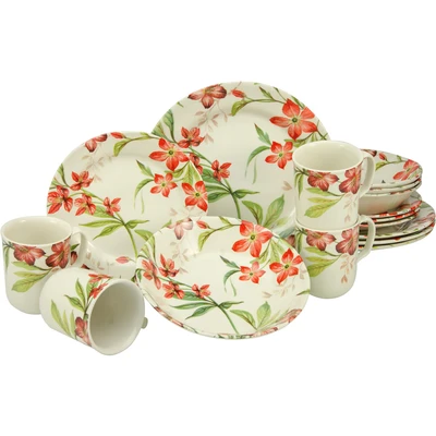 Abbildung von CreaTable Kombiservice &quot;Geschirr Set Summer Cottage&quot;, (Set, 16 tlg., Kaffeeservice und Tafelservice im Set, für 4 Personen), Service, elegantes Blütendekor, Teile, Personen