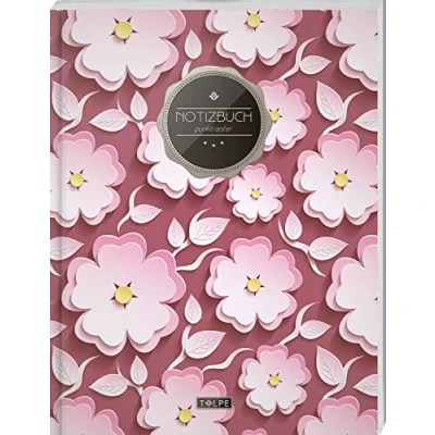 Abbildung von TULPE Punktraster Notizbuch A4 „C066 Flowers“ (140+ Seiten, Vintage Softcover, Punktkariertes Papier Bullet Journal, Dickes Notizheft, Skizzenbuch, Tagebuch, Gepunktete Dot Grid Notebook)