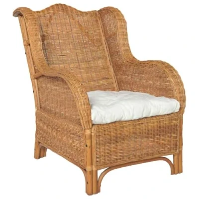 Abbildung von vidaXL Sessel mit Kissen Relaxsessel Rattansessel Relaxstuhl Loungesessel Armsessel Ohrensessel Sofa Wohnzimmer Hellbraun Natur Rattan Leinen