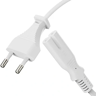 Abbildung von conecto Stromkabel Netzkabel 2 Polig, 5,0m, Eurostecker Netzstecker Typ C auf IEC C7 Buchse Euro 8 Stecker, Netzteil Strom Kabel für Haushaltsgeräte, PS3, PS4, PS5, TV UVM, Weiß