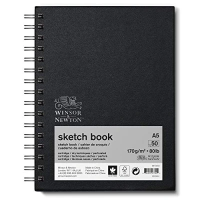 Abbildung von Winsor &amp; Newton 6673002 Skizzenbuch mit Spiralbindung 50 Blatt Skizzenpapier, 170g/m² mikroperforieten Blättern in DIN A5
