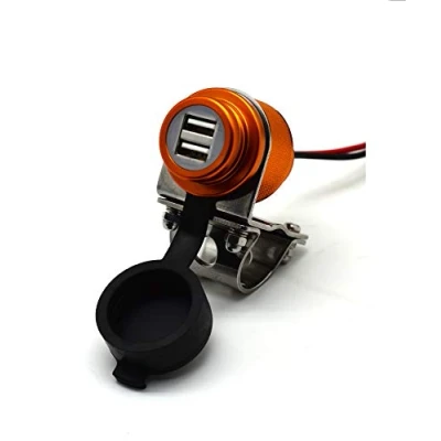 Abbildung von Cliff Top Aluminium 4,6 Ampere Motorrad 22 mm (0,87 &quot;) und 25,4 (1&quot;) Lenker USB Ladegerät Steckdose für GPS, Navi Smartphone usw. (Golden)