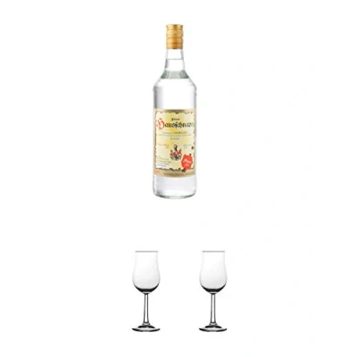 Abbildung von Prinz Hausschnaps 1,0 Liter Österreich + Nosing Gläser Kelchglas Bugatti mit Eichstrich 2cl und 4cl 1 Stück