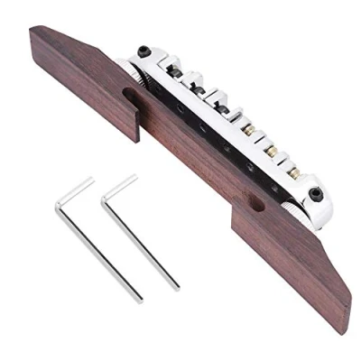 Abbildung von Gitarren Brücke, Basisbrücke Palisander mit Rolle für 6 saitige LP SG Jazz Gitarre( Silber)